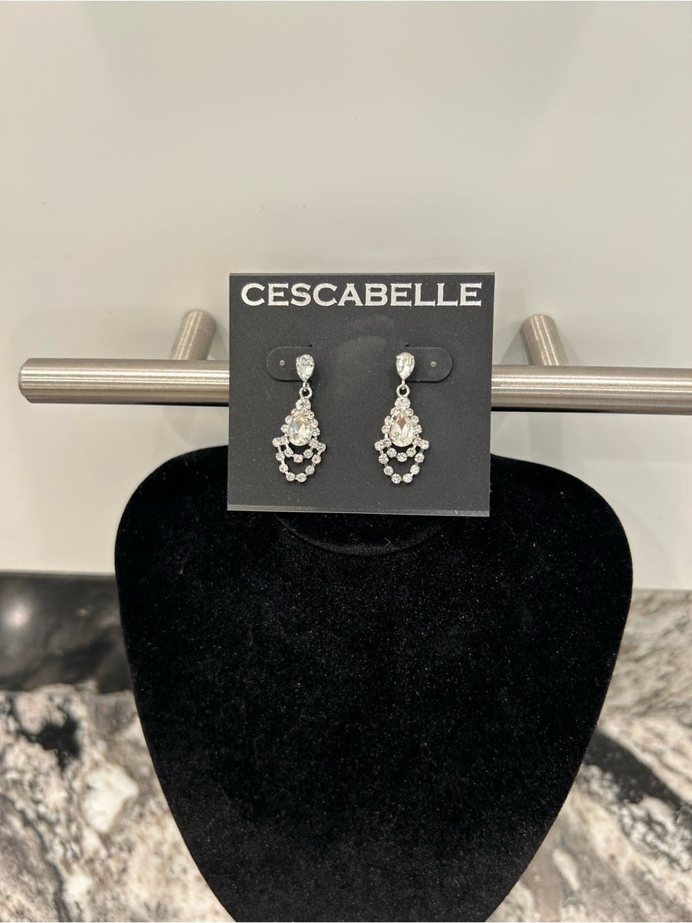 Cescabelle Silver Crystal Chandelier Drop Earrings - Silver Tone